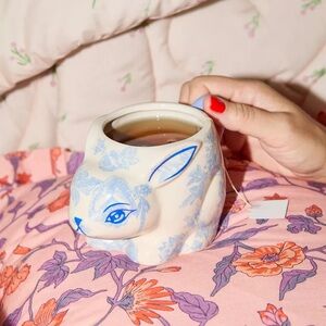 ISO: Urban Outfitters toile bunny coffee mug Easter spring rabbit